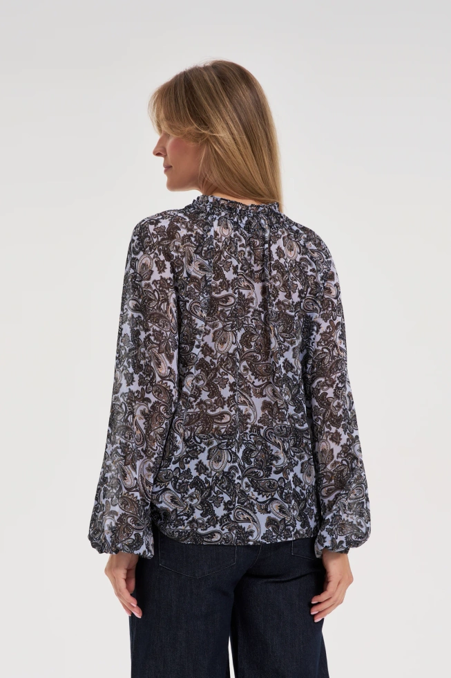 Koszula z wiązanym dekoltem niebieska