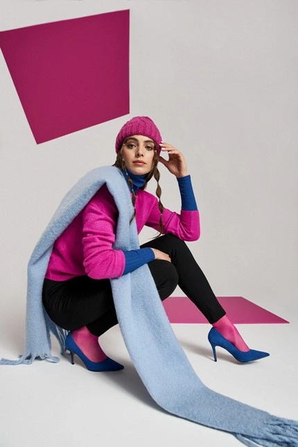 Ciepła czapka z warkoczowym spoltem fuksjowa