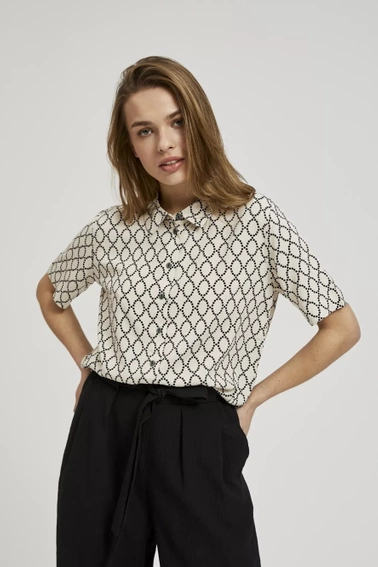 Koszula zapinana na guziki ze wzorem beżowa