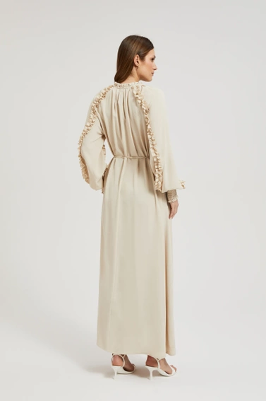 Sukienka maxi z falbankami beżowa