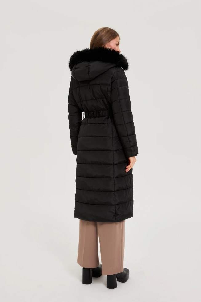 Długa kurtka z kapturem czarna