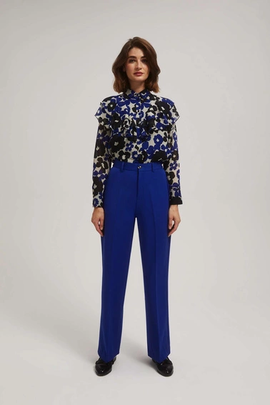 Spodnie w kant z szerokimi nogawkami niebieskie