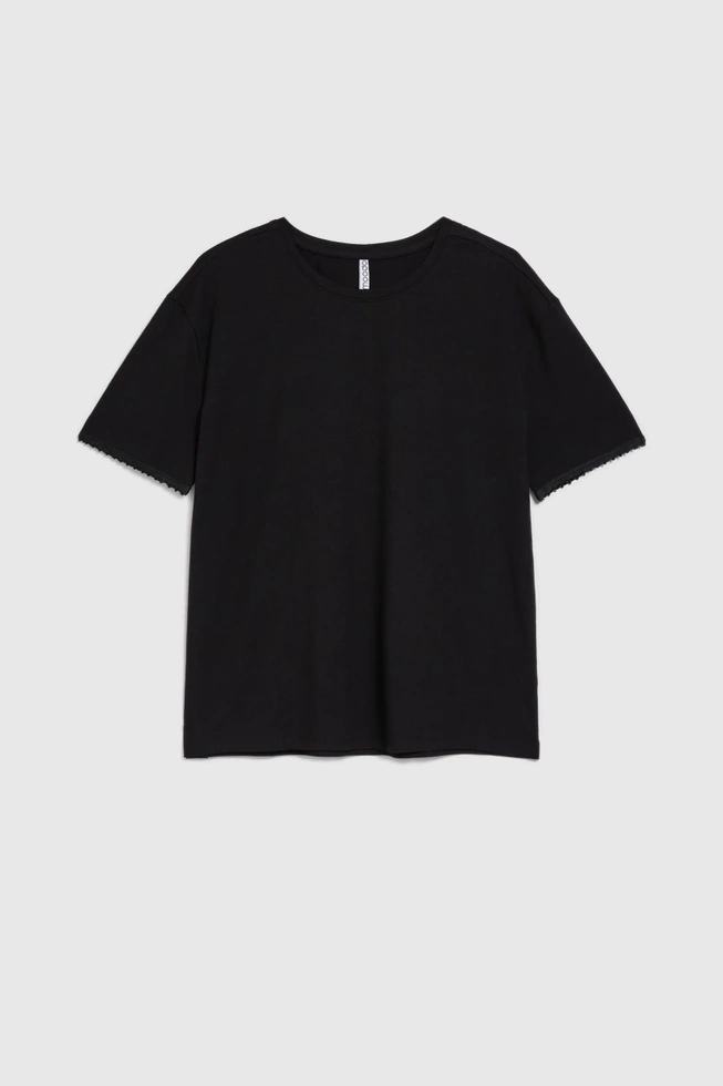 Bluzka z koralikami na rękawach czarna