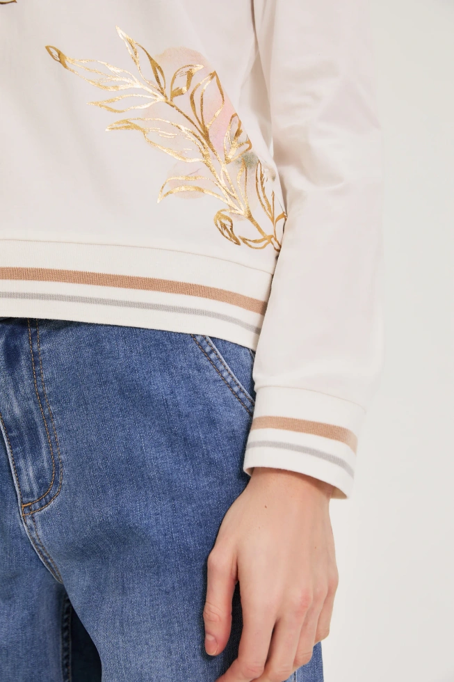 Bawełniana bluzka z nadrukiem biała