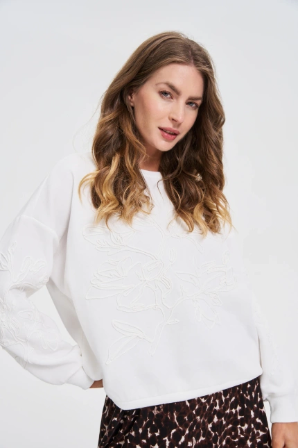 Bluza z aplikacją biała