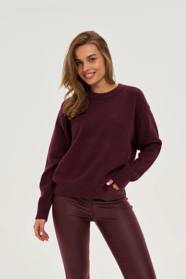 Gładki sweter burgundowy 