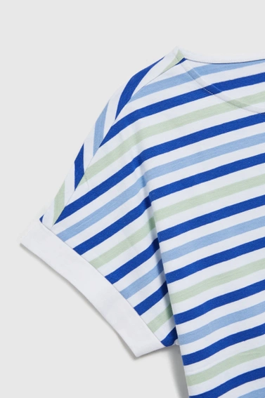 Bluzka w paski z krótkim rękawami biała