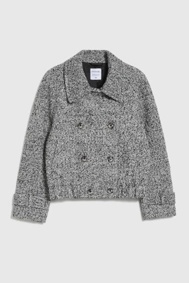 Krótki płaszcz czarno-biały