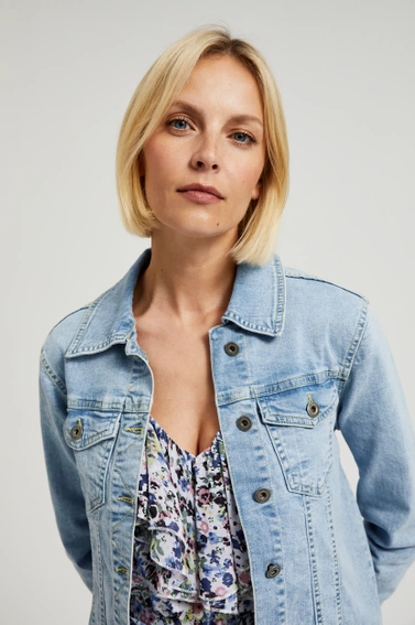 Jeansowa kurtka zapinana na guziki niebieska