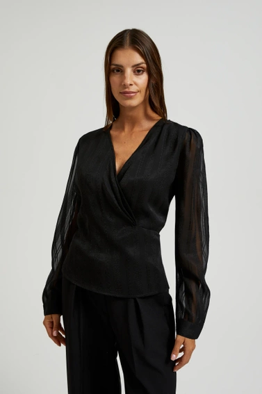 Elegancka koszula z dekoltem w serek czarna