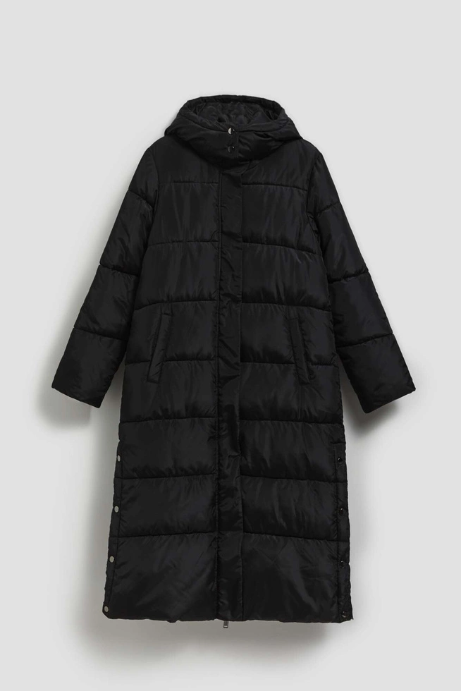 Pikowana kurtka z kapturem czarna