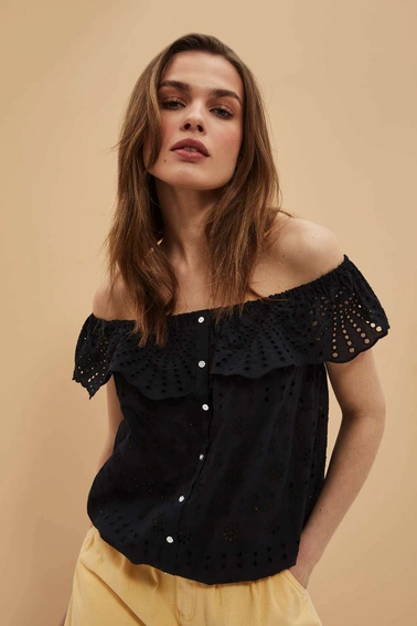 Ażurowa koszula czarna