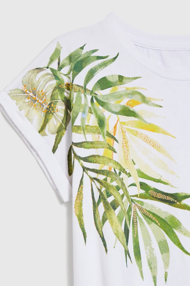 T-shirt z okrągłym dekoltem biały