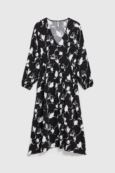 Wiskozowa sukienka z printem czarna