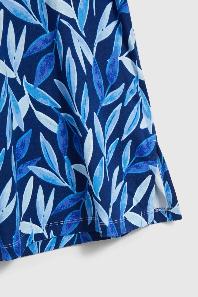 Bluzka z roślinnym nadrukiem granatowa
