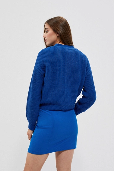 Krótki kardigan zapinany na guziki niebieski