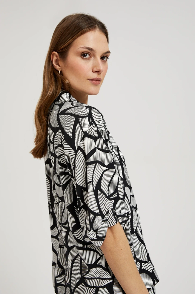Wiskozowa koszula czarno-biała