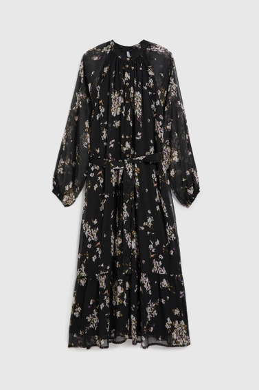 Sukienka midi z kwiatowym wzorem czarna