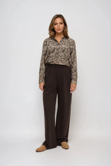 Wzorzysta koszula brązowa