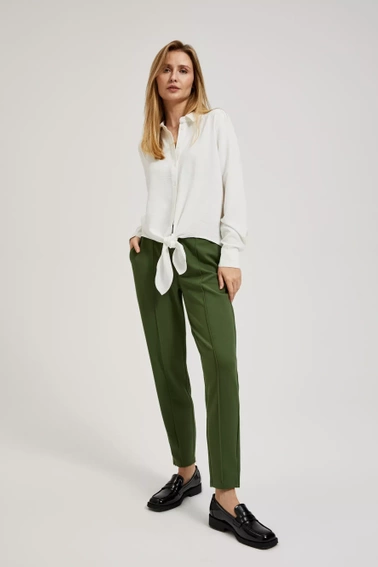 Koszula z długimi rękawami i wiązaniem biała 