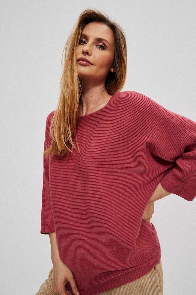 Sweter typu nietoperz różany