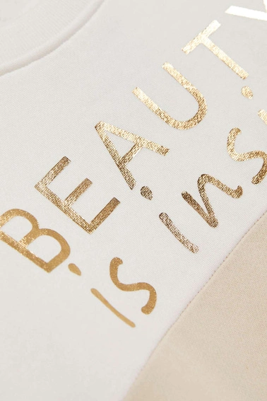 Bluza z nadrukiem ciemnobeżowa