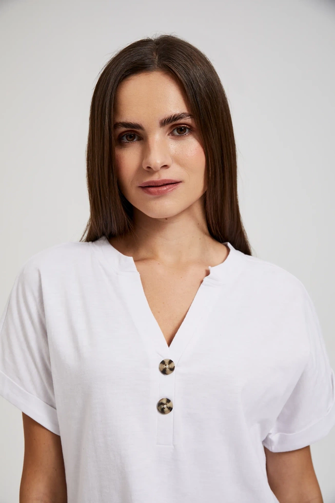 Bawełniana bluzka z guzikami biała