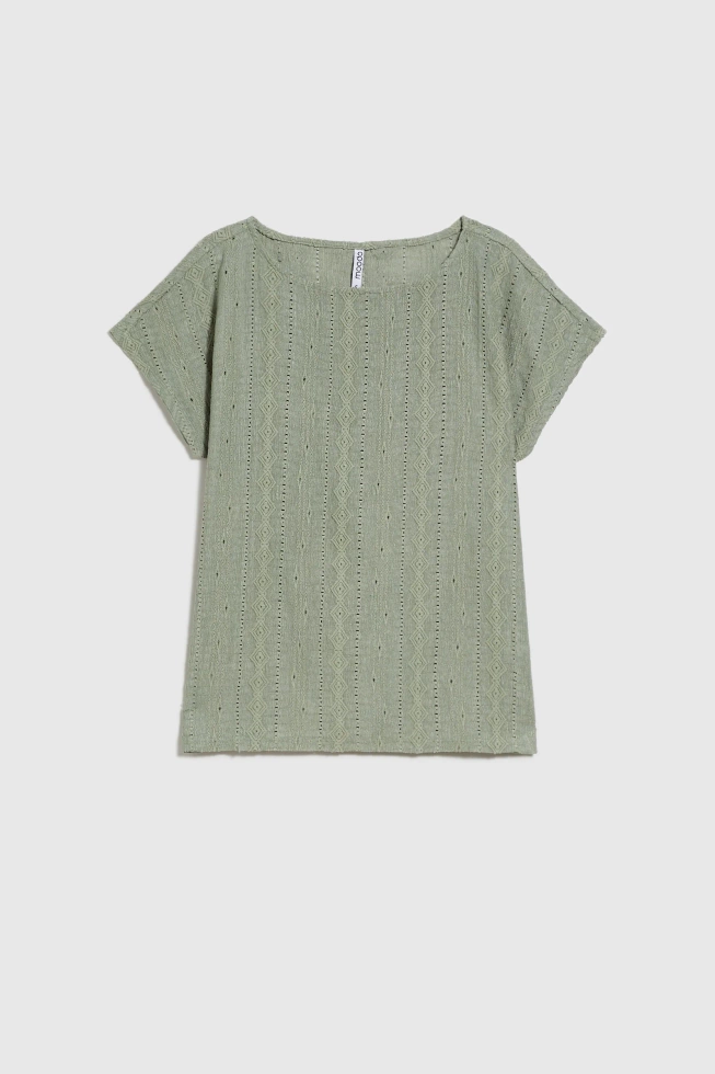 Bluzka z krótkimi rękawami oliwkowa