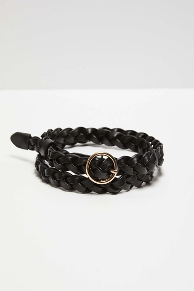 Pasek pleciony w warkocz czarny