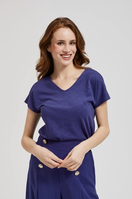 Bluzka z dekoltem w serek fioletowa