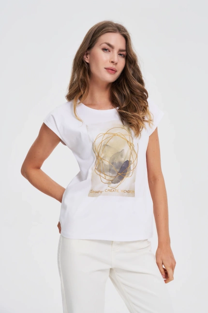 T-shirt z printem biały
