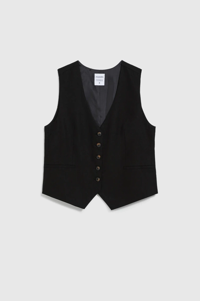 Kamizelka z dodatkiem lnu czarna