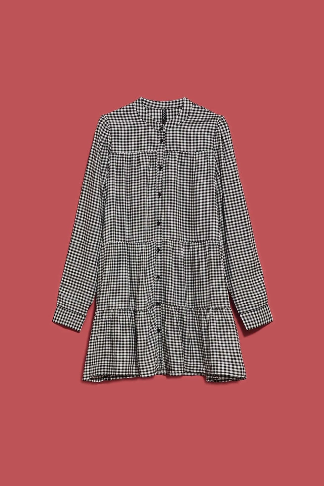 Koszula z falbaną biało czarna