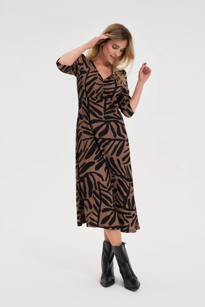 Sukienka midi brązowa