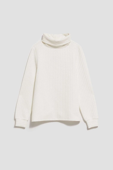 Bluza z szerokim golfem perłowa