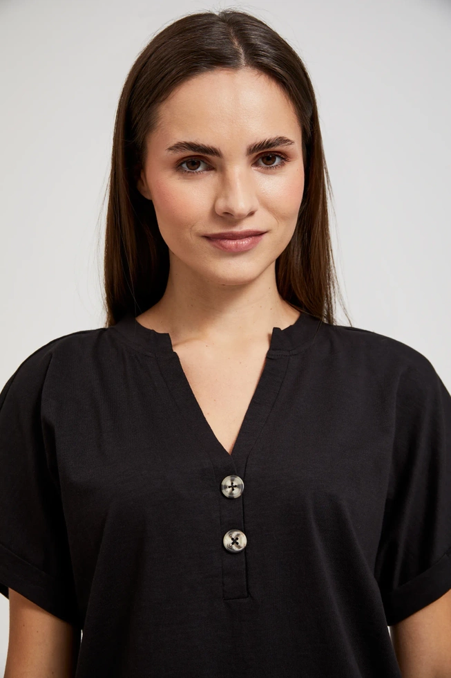 Bawełniana bluzka z guzikami czarna