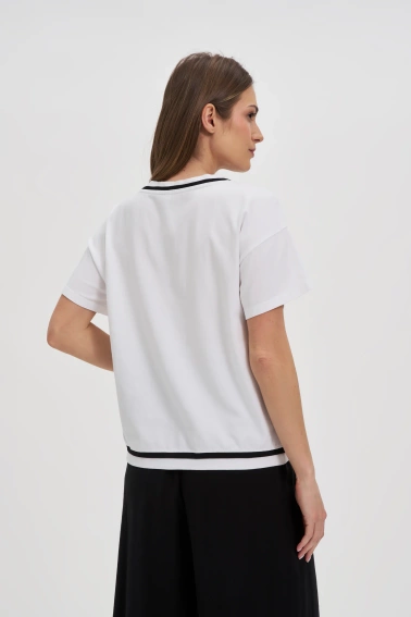 Bawełniana bluzka z dekoltem w serek biała