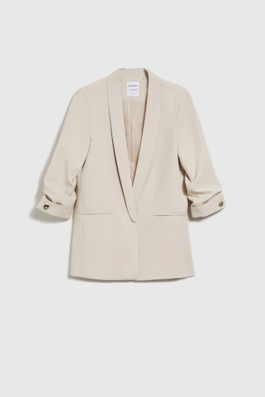 Marynarka beżowa z marszczonymi rękawami 3/4