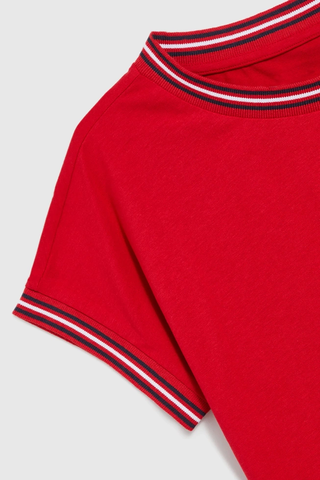 Bawełniana bluzka z krótkimi rękawami czerwona