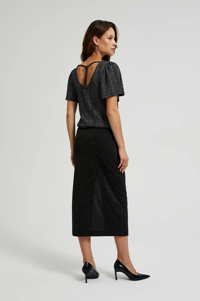 Spódnica midi z rozcięciem czarna