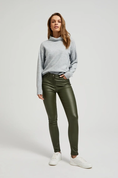 Sweter z golfem i długimi rękawami szary