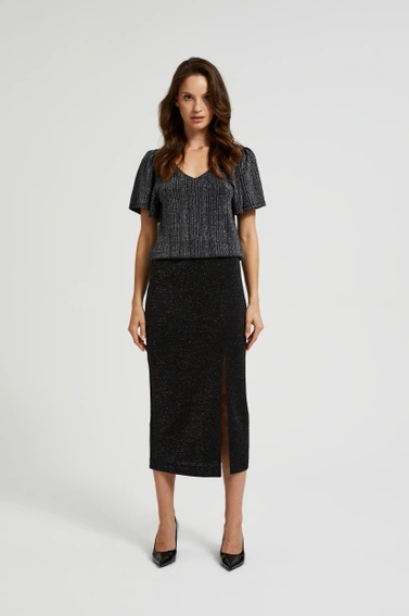 Spódnica midi z rozcięciem czarna