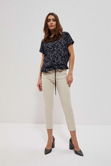 Gładkie spodnie 7/8 beżowe