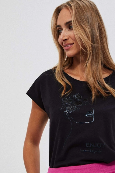 Bluzka z delikatnym printem czarna