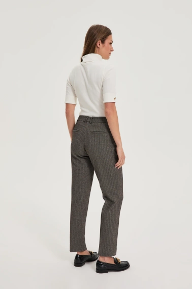 Spodnie z metaliczną nitką ciemnobeżowe