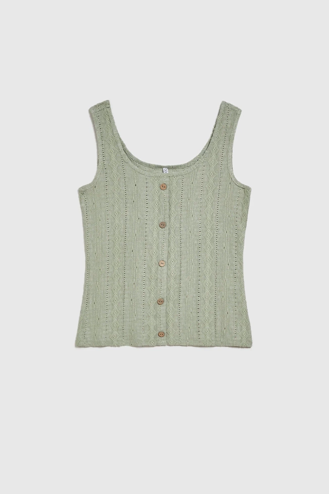 Top z guzikami oliwkowy