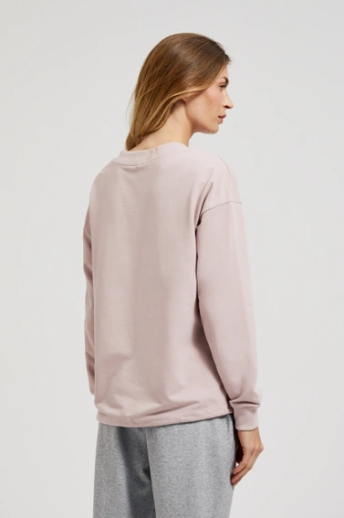 Bluza z nadrukiem i wiązaniem różowa 