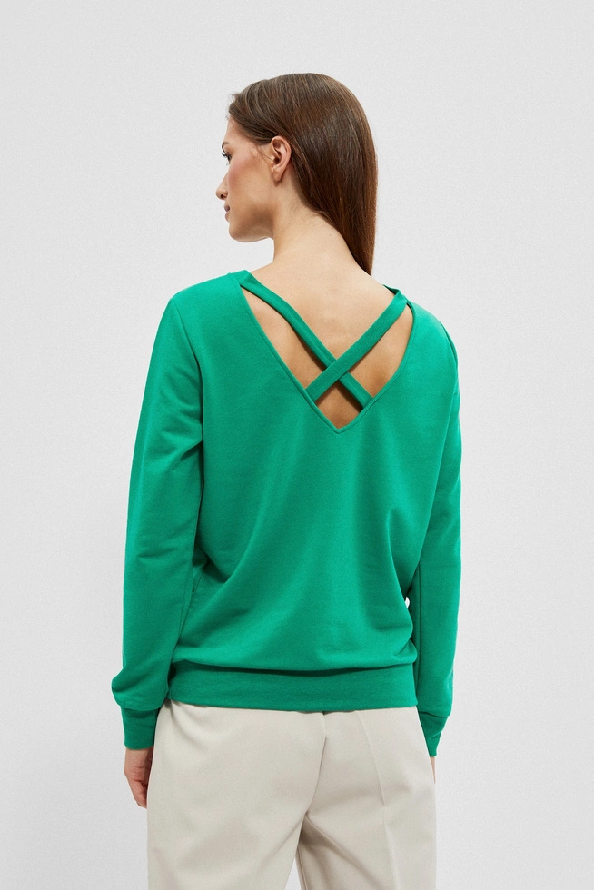 Bluza z dekoltem na plecach zielona