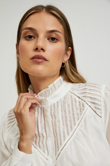 Bawełniana koszula z falbankami biała