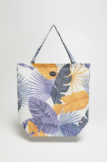 Bawełniana torba z wzorem liści biała